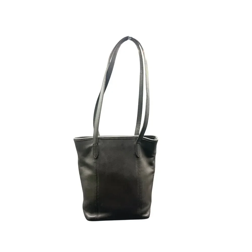 Vintage Coach Black Leather Lunch Tote Small Shoulder Bag Mexico 9077